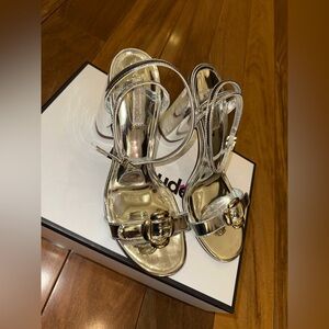 Larroude Silver Strappy Sandal